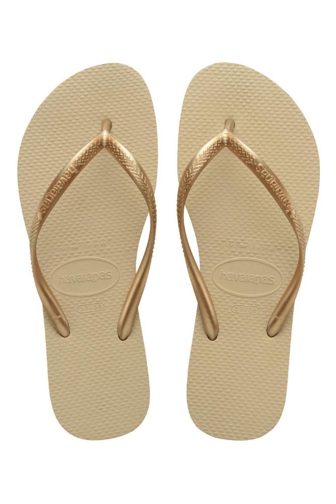 Chinelo De Dedo Feminino Havaianas Slim Romance Bege