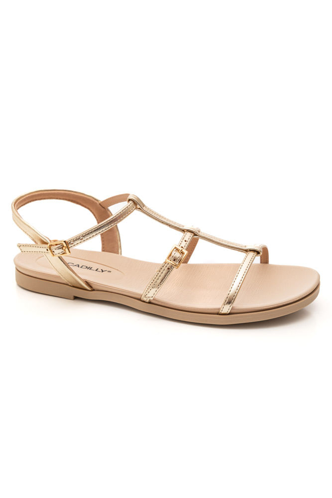 Sandália Piccadilly Rasteira Feminina Tiras Finas 418098 Ouro
