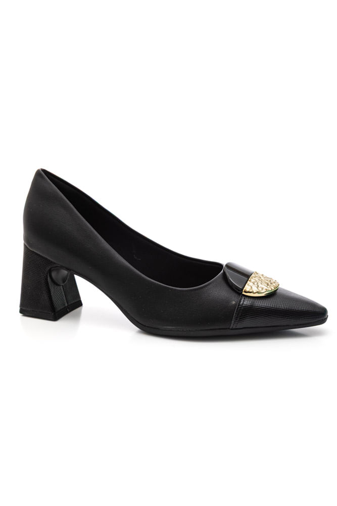 Sapato Piccadilly Scarpin Feminino Salto Bloco 764024 Preto