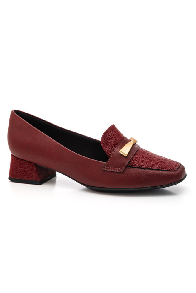 Sapato Piccadilly Mocassim Feminino Salto Bloco 160116 Bordo