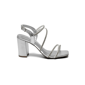 Sandália Via Marte Social Feminina Tiras Com Strass 139-039-01 Prata