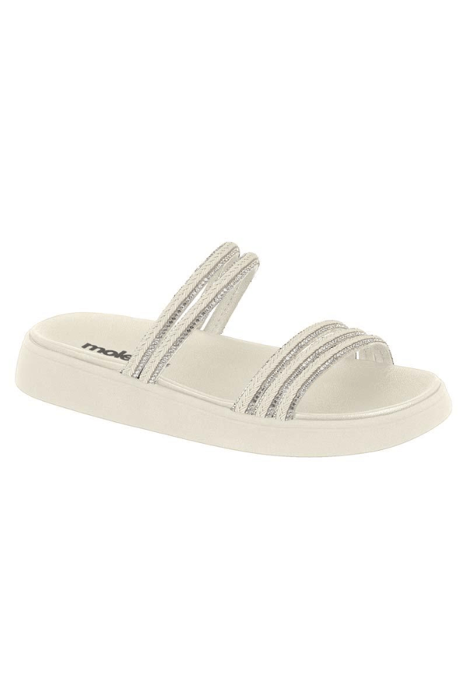 Chinelo Moleca Papete Feminino Tiras Strass 5469.135 Off-White