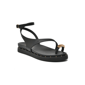 Sandália Via Marte Rasteira Feminina Em Napa 169-016-01 Preto