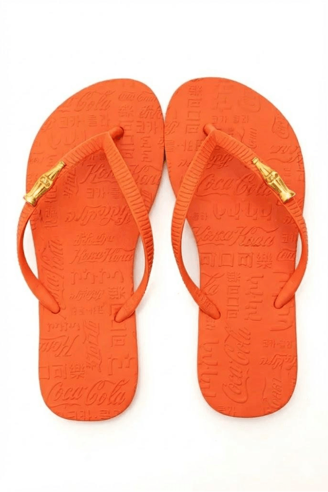 Chinelo Coca Cola Feminino Logo Relevo Cc3892 Laranja