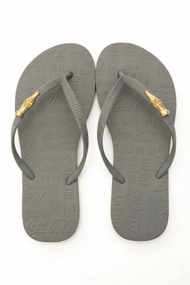 Chinelo Coca Cola Feminino Logo Relevo Cc3892 Cinza