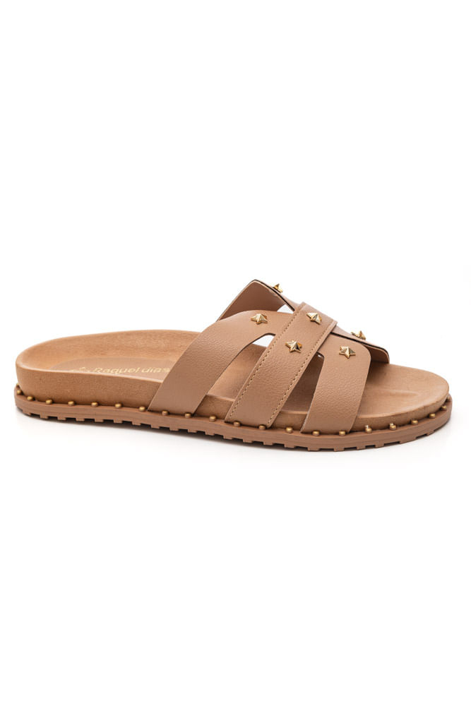 Chinelo Raquel Dias Rasteiro Feminino Slide R411739 Nude