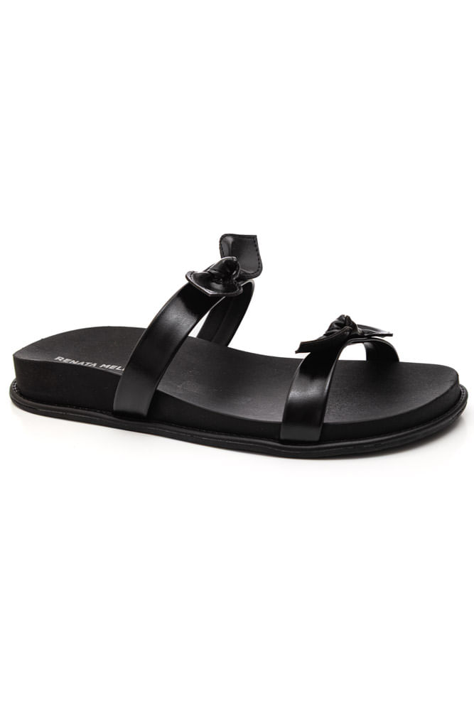 Chinelo Renata Mello Slide Feminino Laços 8403-81940 Preto
