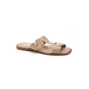 Chinelo Raquel Dias Rasteiro Feminino Elos Metal 951930 Bege