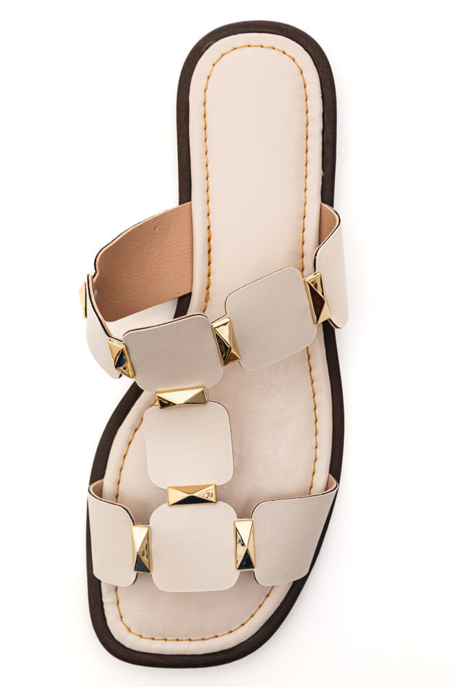 Chinelo Raquel Dias Rasteiro Feminino Elos Metal 951930 Off-White