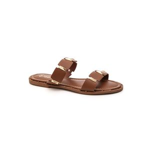 Chinelo Raquel Dias Rasteiro Feminino Tachas Pirâmide R531822 Marrom