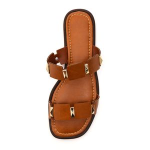 Chinelo Raquel Dias Rasteiro Feminino Elos Metal 951930 Caramelo