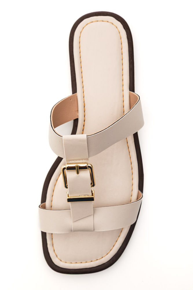 Chinelo Raquel Dias Rasteiro Feminino Fivela 951942 Off-White