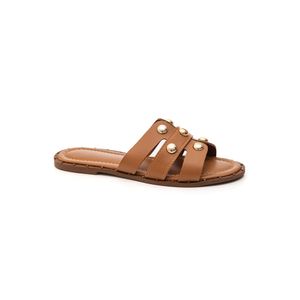 Chinelo Raquel Dias Rasteiro Feminino Apliques Metalizados R531787 Marrom