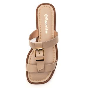 Chinelo Raquel Dias Rasteiro Feminino Fivela 951942 Bege