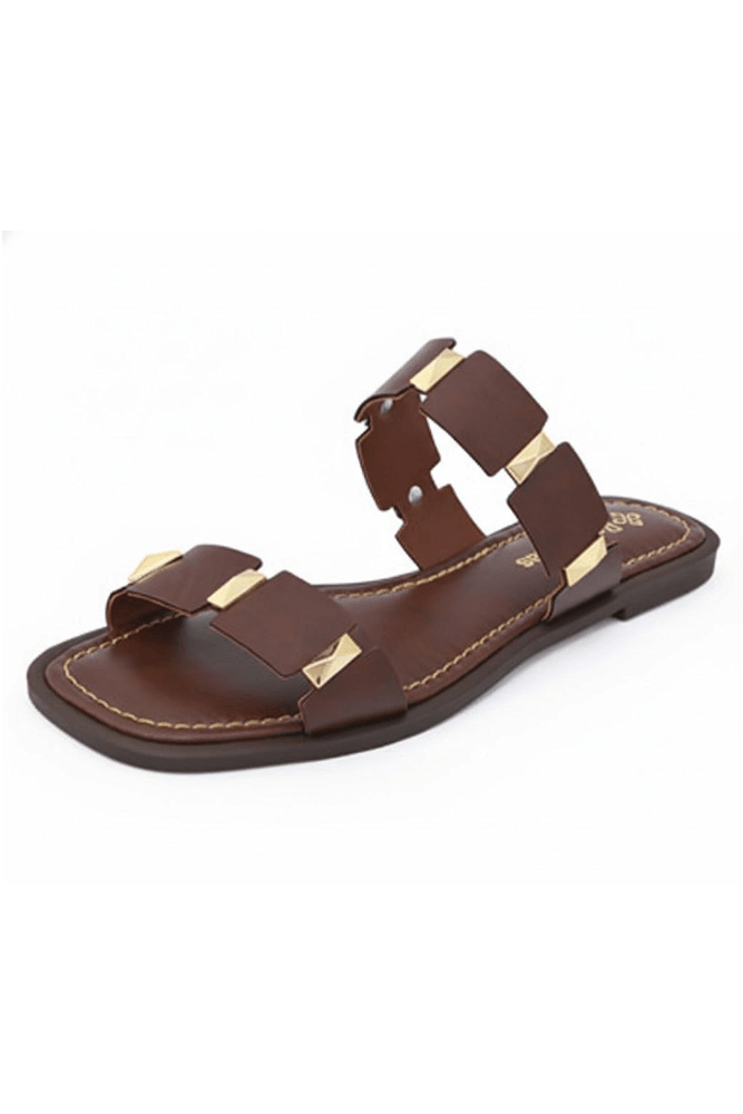 Chinelo Raquel Dias Rasteiro Feminino Elos Metal 951822 Marrom