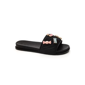 Chinelo Molekinha Rasteira Juvenil Menina Strass 2341 Preto