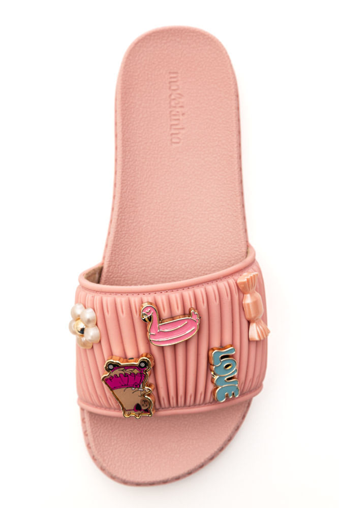 Chinelo Molekinha Rasteira Juvenil Menina Strass 2341 Rosa