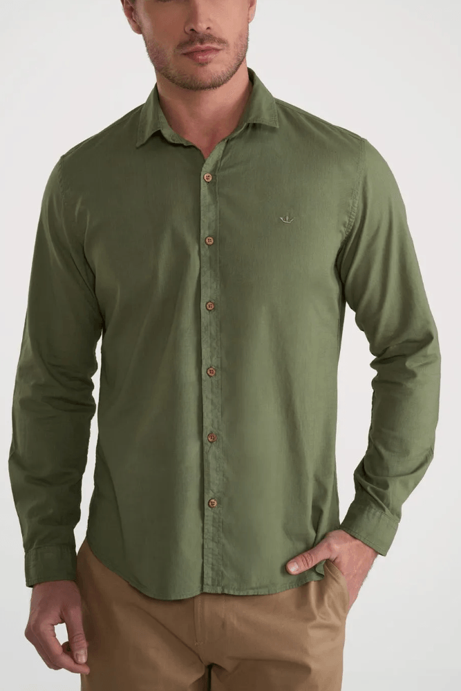 Camisa Docthos Manga Longa Slim Flamê Tingimento 605 119059 Verde