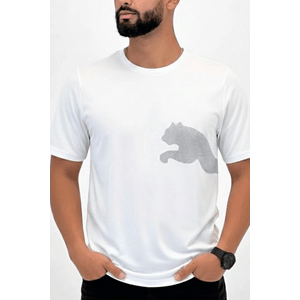 Camiseta Puma Dry Manga Curta Big Logo Masculina 527207 01 Branco