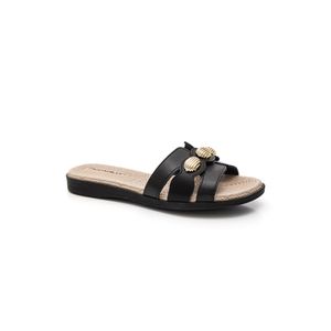 Chinelo Piccadilly Rasteiro Feminino Em Napa 513036 Preto