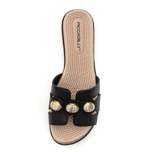 Chinelo Piccadilly Rasteiro Feminino Em Napa 513036 Preto