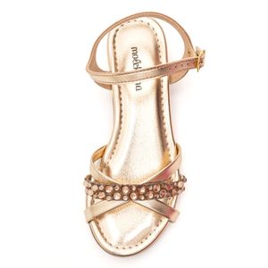 Sandalia Molekinha Infantil Menina Strass 2318.150.24475 Ouro