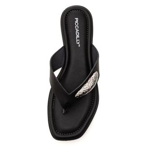 Chinelo Piccadilly Rasteiro Feminino Bico Quadrado 508067 Preto