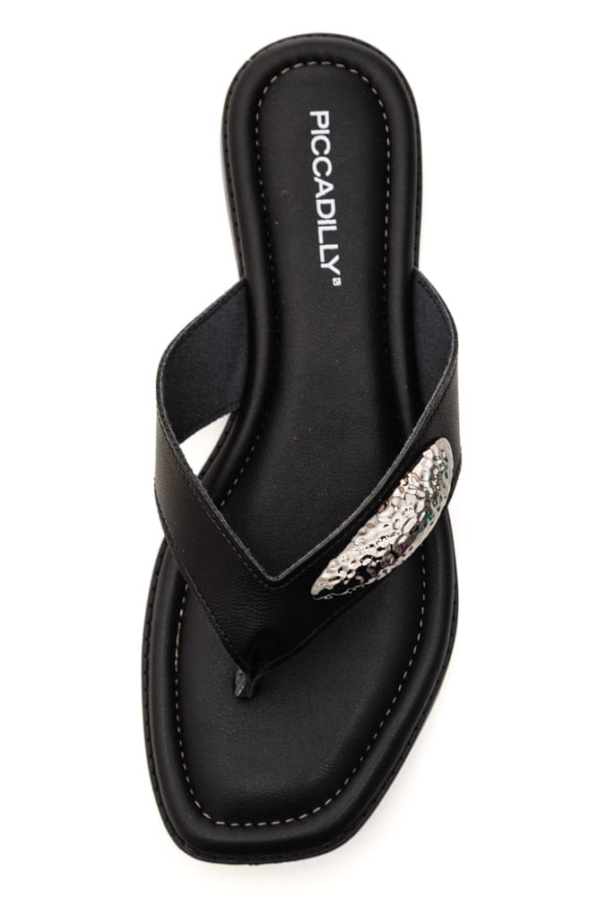 Chinelo Piccadilly Rasteiro Feminino Bico Quadrado 508067 Preto