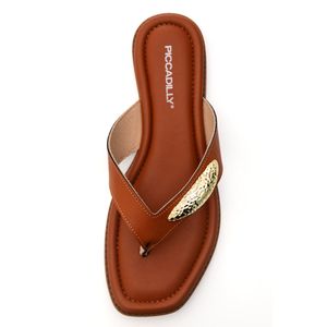 Chinelo Piccadilly Rasteiro Feminino Bico Quadrado 508067 Caramelo