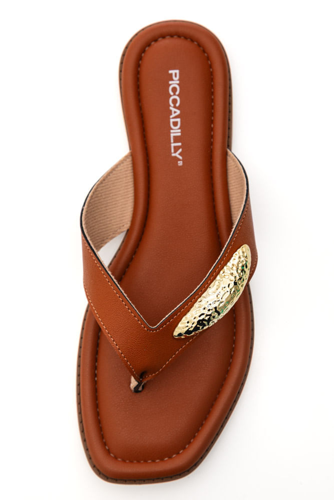 Chinelo Piccadilly Rasteiro Feminino Bico Quadrado 508067 Caramelo