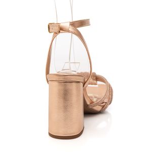 Sandália Le Veratti Salto Bloco Feminina Bico Quadrado 200548 Cobre