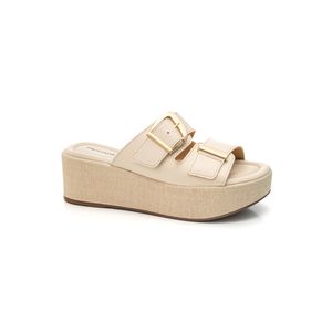 Tamanco Piccadilly Anabela Feminino Fivela 485004 Off-White
