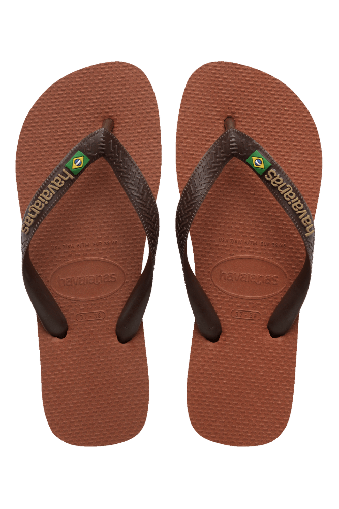 Chinelo De Dedo Havaianas Brasil Logo Marrom