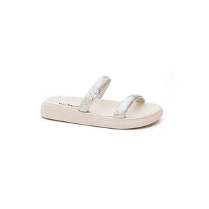 Chinelo Moleca Papete Feminina Tiras Prateadas 5507.101.28958 Off-White