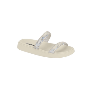 Chinelo Moleca Papete Feminina Tiras Prateadas 5507.101.28958 Off-White
