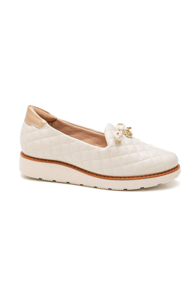 Sapato Modare Ultra Conforto Feminino Salto Plano 7400.101 Off-White