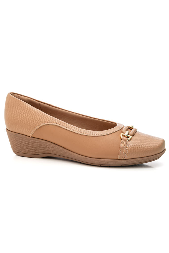 Sapato Piccadilly Ivone Feminino Anabela 143242 Nude