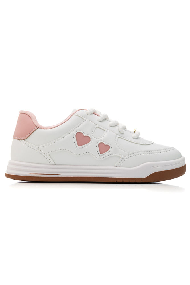 Tênis Molekinha Casual  Juvenil Menina Corações Decorativos 25000.203.9569 Rosa