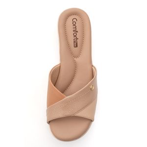Tamanco Comfortflex Feminino Tira Cruzada 2588402-01 Bege
