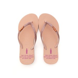 Chinelo Coca-Cola Idaho Feminino Detalhe Metálico Na Tira Cc4815 Rosa Claro