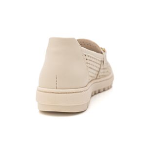 Sapato Piccadilly Mocassim Feminino Detalhe Metálico  937002 Off-White