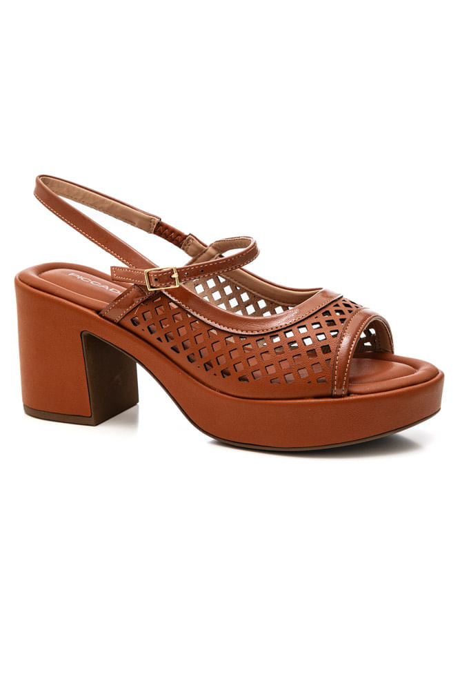 Sandalia Salto Medio Piccadilly 822013 Marrom