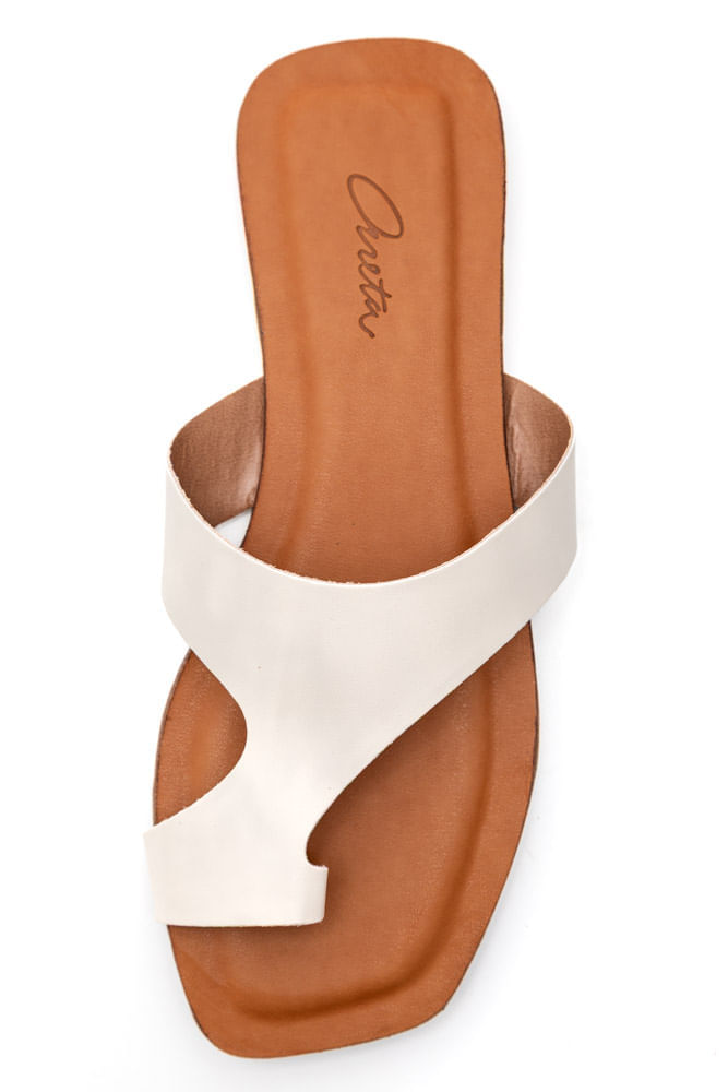 Chinelo Areta Rasteira Feminina Tira No Dedo Ori0012 Off-White