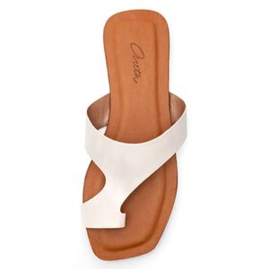 Chinelo Areta Rasteira Feminina Tira No Dedo Ori0012 Off-White