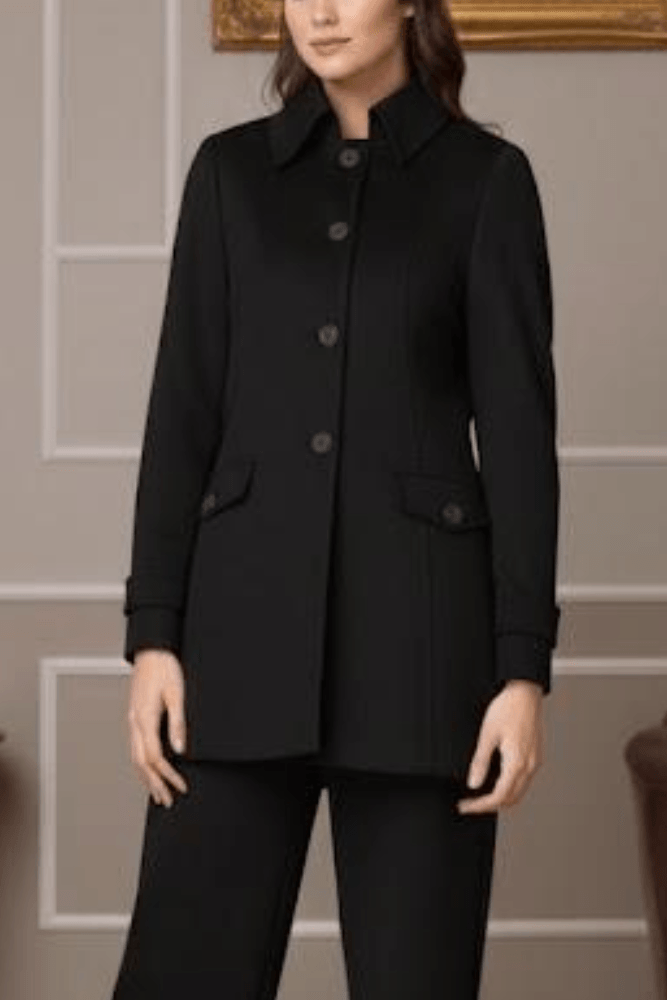 Casaco Malise Malha Pespontado 3/4 Feminino Botoes 4954 Preto