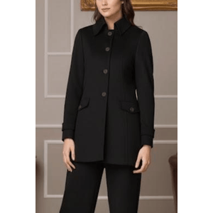 Casaco Malise Malha Pespontado 3/4 Feminino Botoes 4954 Preto