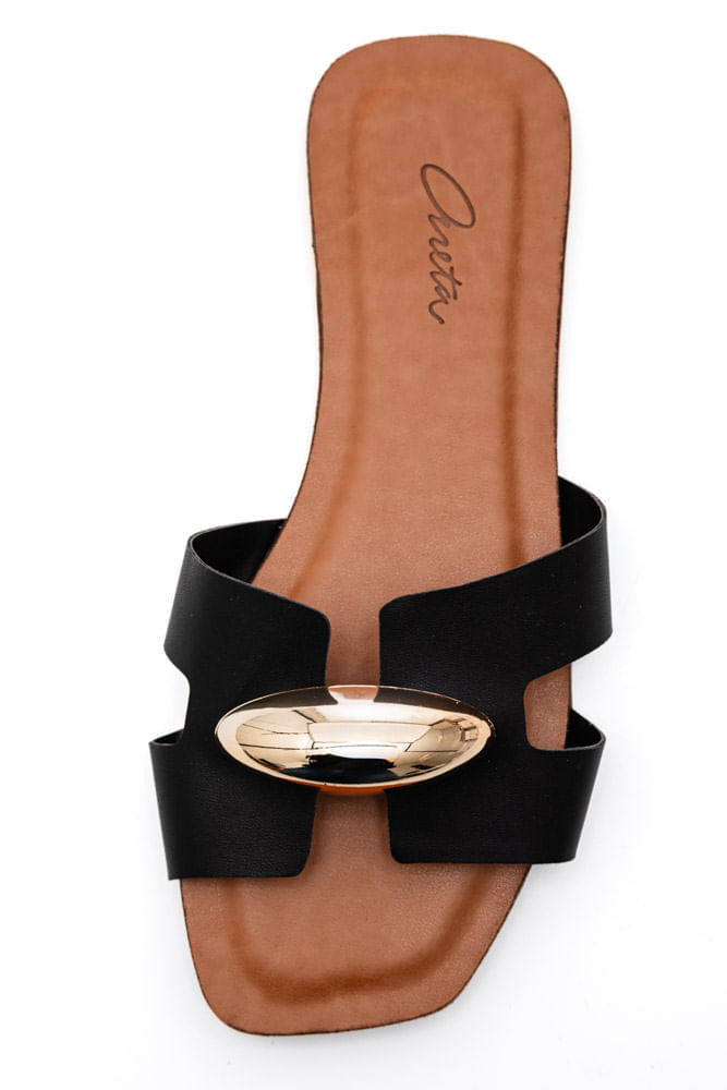 Chinelo Areta Rasteira Feminina Slide Esft0008 Preto