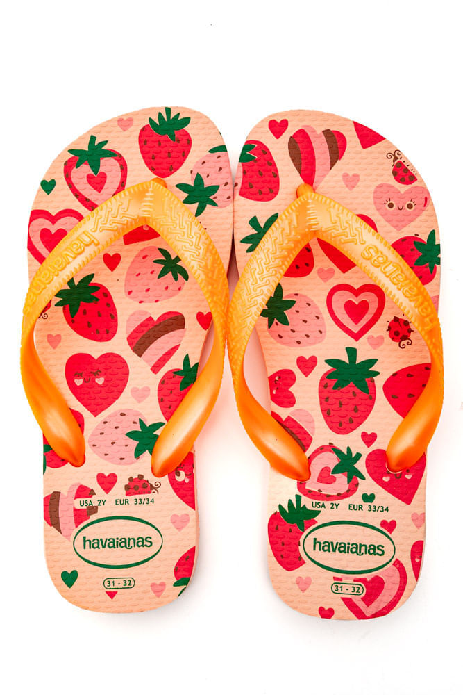Chinelo Havaianas Flores Juvenil Menina Tiras Metálicas Rosa Claro
