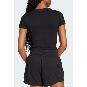 Camiseta Adidas Feminina  Baby Look Essentials 3 Listras Slim Jc8325 Preto