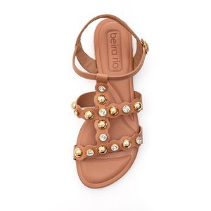 Sandália Beira Rio Rasteira Feminina Fivela 8263.977 Nude
